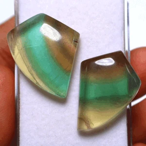 2 PC \\ 1 Pair Natural Rainbow Fluorite Hi-Quality 27mm-28mm Cabochon Gemstones - Picture 1 of 11