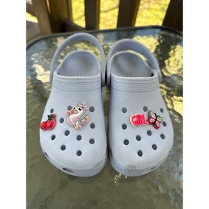 Crocs Clogs Sandals Shoes White Jibbitz Charms Kids Size C11 - Picture 1 of 9
