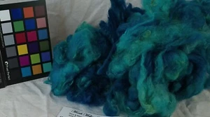 romney varigated Turquoise dyed wool fiber spin weave felt fiber art - Picture 1 of 3