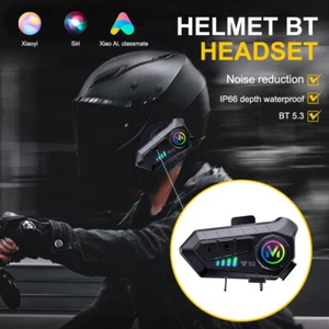 Motorcycle Helmet Headset Wireless Bluetooth Headphone Speaker Hands-Free BT 5.3 - Photo 1 sur 25