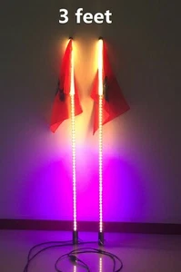 JHB Pair 3feet Bluetooth Dream Color Chasing LED Flexible Antenna Whips Lights - Picture 1 of 12