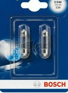 2 x BOSCH FESTOON Number Plate 239 C5W 12V 5w T11x38mm PAIR REAR BULBS INTERIOR - Picture 1 of 1