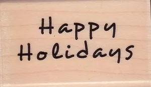 Happy Holidays Inkadinkado Holz montierter Gummistempel 1 x 2 Zoll kostenloser Versand - Bild 1 von 2