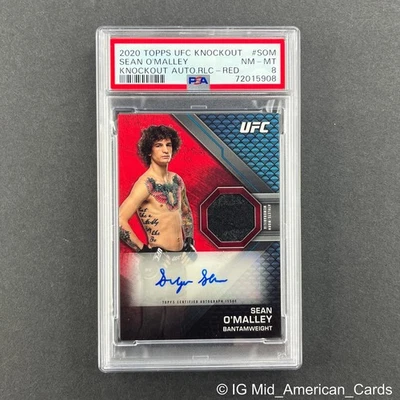 SEAN O'MALLEY 2020 Topps UFC Knockout Patch Auto Suga Sean Red 2/8 PSA 8 - Image 1 of 4