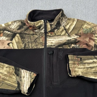 Browning Mossy Oak Break Up Camo Fleece Full Zip Mens Size XL Hunting Outdoor - Image 1 of 4