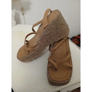 Madden Girl Brown Platform 3.5" Cork Heel Strappy Sandals 8 - Picture 1 of 4
