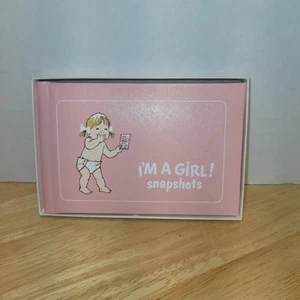 Álbum de fotos álbum de recortes libro bebé rosa I'm a Girl 1977 vintage 4x6 Gibson hecho en EE. UU. - Imagen 1 de 10