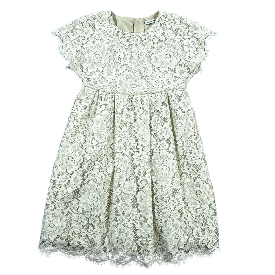Vestido Dolce & Gabbana Niños Niñas Talla 4 Crudo Crema Encaje Vacaciones Ocasión Especial Foto 1 de 4