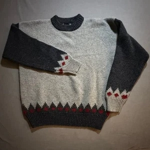 Vintage STRUCTURE Wool Sweater XL Fair Isle Pattern Mens Long Sleeve Crew Neck - Picture 1 of 6