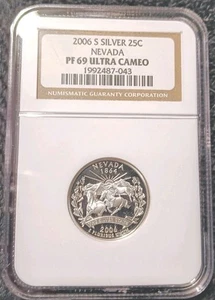 2006-S 25c NEVADA PF69 SILVER Ultra Cameo.NGC Certified - Picture 1 of 2