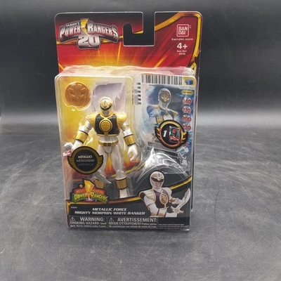 4-дюймовая экшн-фигурка Power Rangers 20 Megaforce Metallic Mighty Morphin White Ranger - Изображение 1 из 4