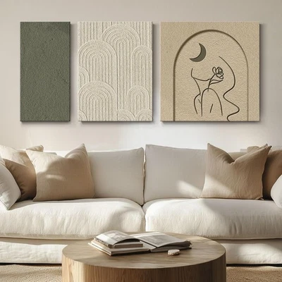 Van Gogh Sage Green Frames Canvas Wall Art Prints, Matisse Set of 3, Abstract