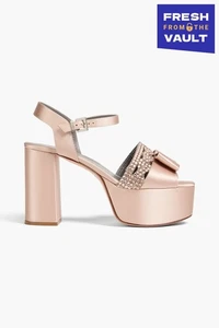 RRP€580 GINA Silk Satin Heel Sandals US8 UK5 EU38 Ankle Strap Buckle Made in UK - Picture 1 of 8