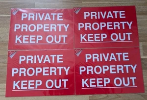 4 X Spectrum Ind. PVC-Schilder PRIVATEIGENTUM FERNHALTEN, ABZIEHEN & KLEBEN 300 X 200 MM - Bild 1 von 2