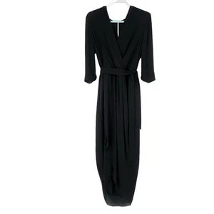 Amanda Uprichard schwarzes zeitloses Wickelkleid OHNE Gürtel Plissee elastische Taille Größe 1X - Bild 1 von 16