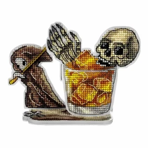 Hágalo usted mismo Kit de bordado de punto de cruz de plástico - Regalo artesanal de Halloween “Cráneo Cóctel” - Imagen 1 de 11