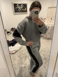 Juicy Couture Sweatpants Hoodie Outfit Medium Rhinestone Sequence Grey Bnwt - Picture 1 of 16