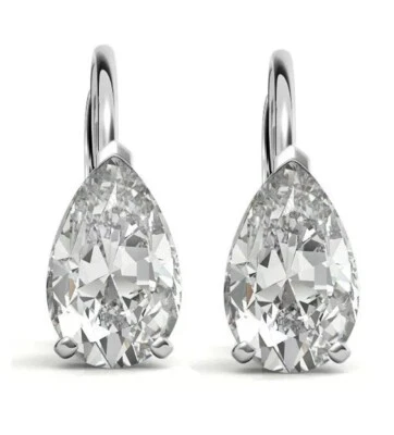 4 Ct Treated Certified Off White Diamond Solitaire Dangler Earrings, 925 Silver - Image 1 of 4