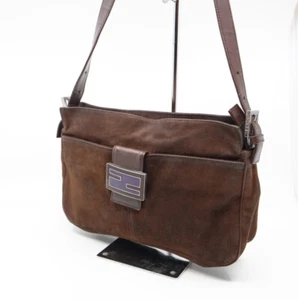 Authentic FENDI Mamma Baguette Shoulder Hand Bag Purse suade Brown#150 - Picture 1 of 13