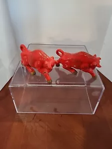 Mcm Pair Of Red Bulls Porcelain Figurine - Picture 1 of 15
