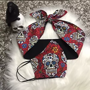 Headband /Face Mask Gothic Skull Sugar - Picture 1 of 5