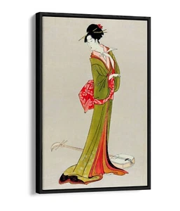 ITSUTOMI BY EISHI HOSODA, GEISHA GIRL -FLOAT EFFECT FRAMED CANVAS WALL ART PRINT - Picture 1 of 12