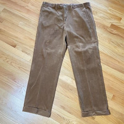 VTG EDDIE BAUER Corduroy Pants Wide Wale Tan Preppy Cuffed Tall 42 Academia - Image 1 of 4