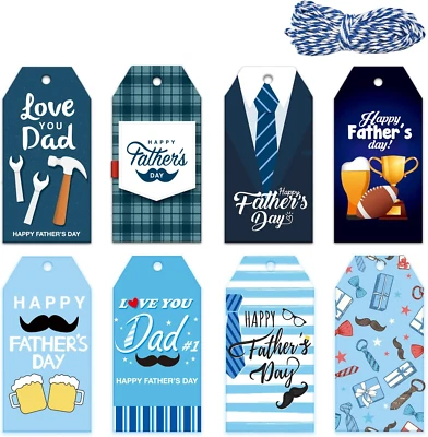 120 Piezas Etiquetas de Regalo Día del Padre Feliz Día del Padre Etiquetas de Papel Mejor Papá Bigote Ha Foto 1 de 4