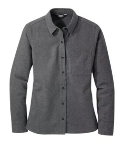 Outdoor Research Gray Sandpoint Flannel Button Up Shirt Zip Pocket Womens Small - Picture 1 of 12
