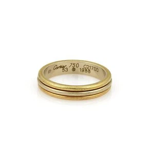 Cartier 18k Tri-Color Gold 3.5mm Triple Stack Band Ring Size EU 53-US 6 - Picture 1 of 4