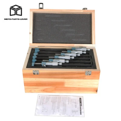 MOTO-PARTS-LOVER 0-6 Inch /0.0001 Inch Precision Outside Micrometer Set Carbide Tip Micrometer