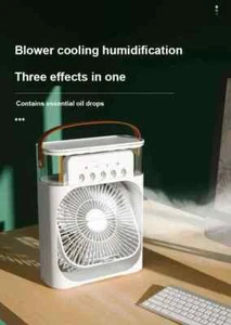 Fan Humidifier LED Night Light USB Cooler 3-in-1 Portable Mini Air Conditioner - Picture 1 of 5