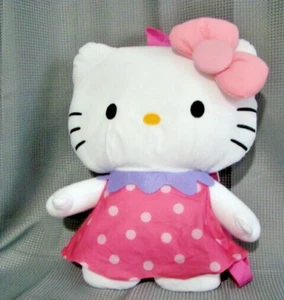 Sanrio Hello Kitty Kawaii 15" Plush Adjustable Backpack Polka Dots Prints NWT - Picture 1 of 8