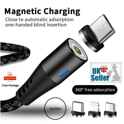 3 in 1 Magnetic Charging USB Cable Charger 2.4A Phone Type-C Micro USB IOS - Image 1 of 4