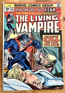 MORBIUS: DER LEBENDE VAMPIR #25 MARVEL COMICS 1974 ANGST STAN LEE ORIGINAL SEHR GUTER ZUSTAND + - Bild 1 von 5