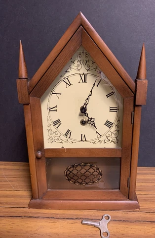Vintage German 8 Day Steeple Clock With Key ~ Table Top Mantel ClockWorks VIDEO Cover