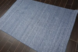 Handmade Modern 100% Wool Flatweave designer area rug Blue - Picture 1 of 6