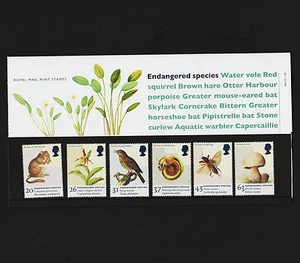 OPC 1998 Great Britain Endangered Species Set MNH Royal Mail Packet Sc#1785-90 - Bild 1 von 1