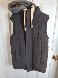 Foreign Exchange Mens Gray Puffy Vest With Detachable Hood Size Small - Picture 1 of 13