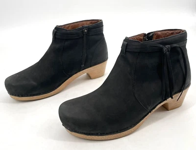 Dansko Mujer 39 Negro Cuero Nobuck Markie Botines Cremallera Tacón Sólido Foto 1 de 4