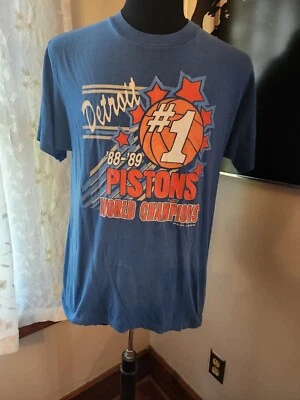 Camiseta Trench Detroit Pistons 1989 vintage rara azul puntada única talla grande Foto 1 de 3
