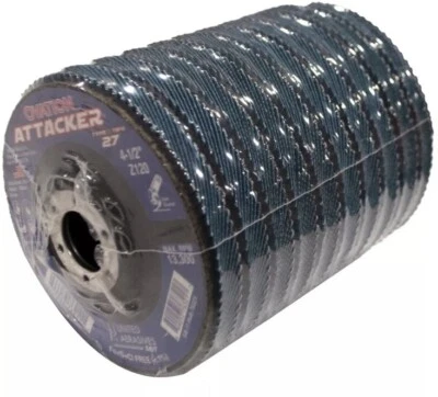 United Abrasives 76211 4-1/2x7/8 Ovation Attacker HD Flap Disc 120 Grit 10 pack - Image 1 of 3