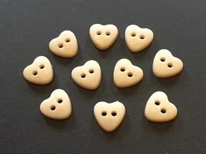 10 Nude Acrylic Heart Buttons Sewing Knitting Baby Clothes 12x12x3mm 2-Hole 1mm - Picture 1 of 1