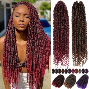 Water Wave Passion Twist Crochet Braiding Hair Extension 18/24" Long Ombre Red - Picture 1 of 40