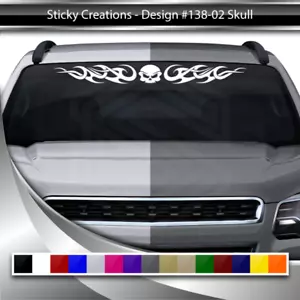 138-02 SKULL Decal Sticker Windshield Window Vinyl Graphic Banner Tribal Skull - Picture 1 of 5