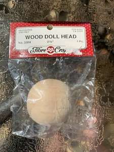 Fibre Craft Wood Doll Head Crafting Bead 2 1/8" Item# 3304 NIB - Picture 1 of 4