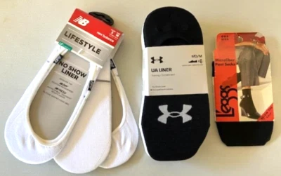 LOTE 10 pares UNDER ARMOUR, LEGGS, NEW BALANCE Mujer NoShow Forro y Pantalón Calcetines Foto 1 de 4