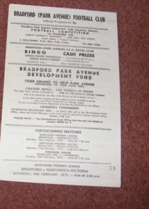 1972/3 BRADFORD PARK AVENUE v Northwich Victoria - Picture 1 of 1
