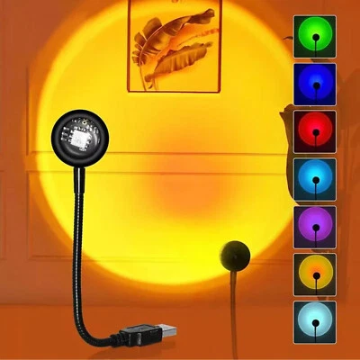 7 Farben Sunset Lamp RGB Sonnenlicht Projektor Lampe LED Sonnenuntergangslampe - Bild 1 von 4