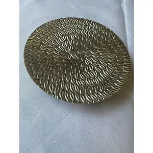Vintage Gold Pillar Candle Holder Plate with Leaves Decor - Picture 1 of 3